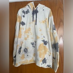Nike Men's Hoodie - Cream, Gray, and Orange Tie-Dye